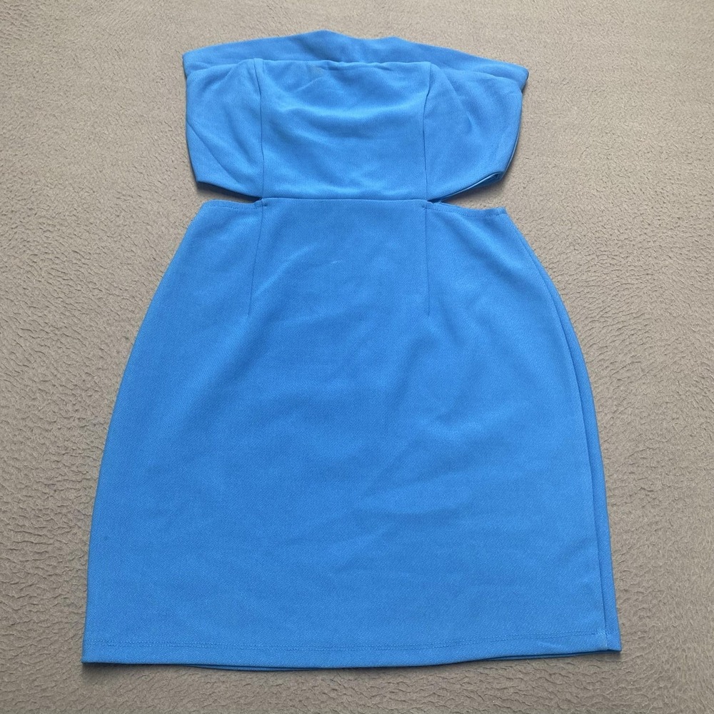 Princess Polly Dress Womens 8 Blue Strapless Cut Out Bodycon Party Mini Cocktail